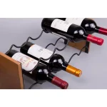 Creative Home Acacia Wood and Black Iron Wine Rack - 9 Bottle Capacity Tabletop Wine Holder thumbnail 4
