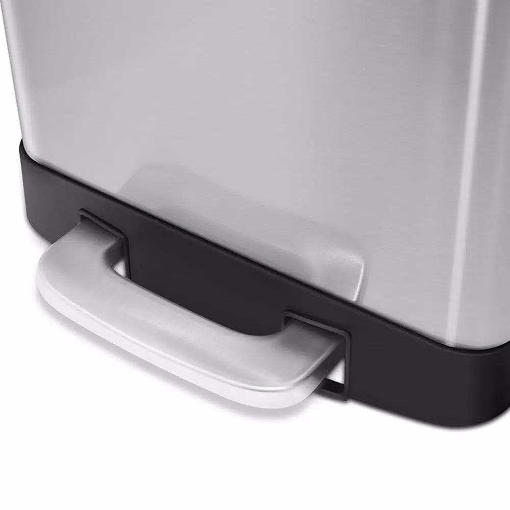 Innovaze 3.2 Gallon Brushed Stainless Steel Rectangular Step-On Trash Can with Fingerprint Resistant Finish