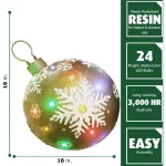 Fraser Hill Farm 1.5 ft. 24-Light LED Gold Ball Ornament with Snowflake Design thumbnail 6