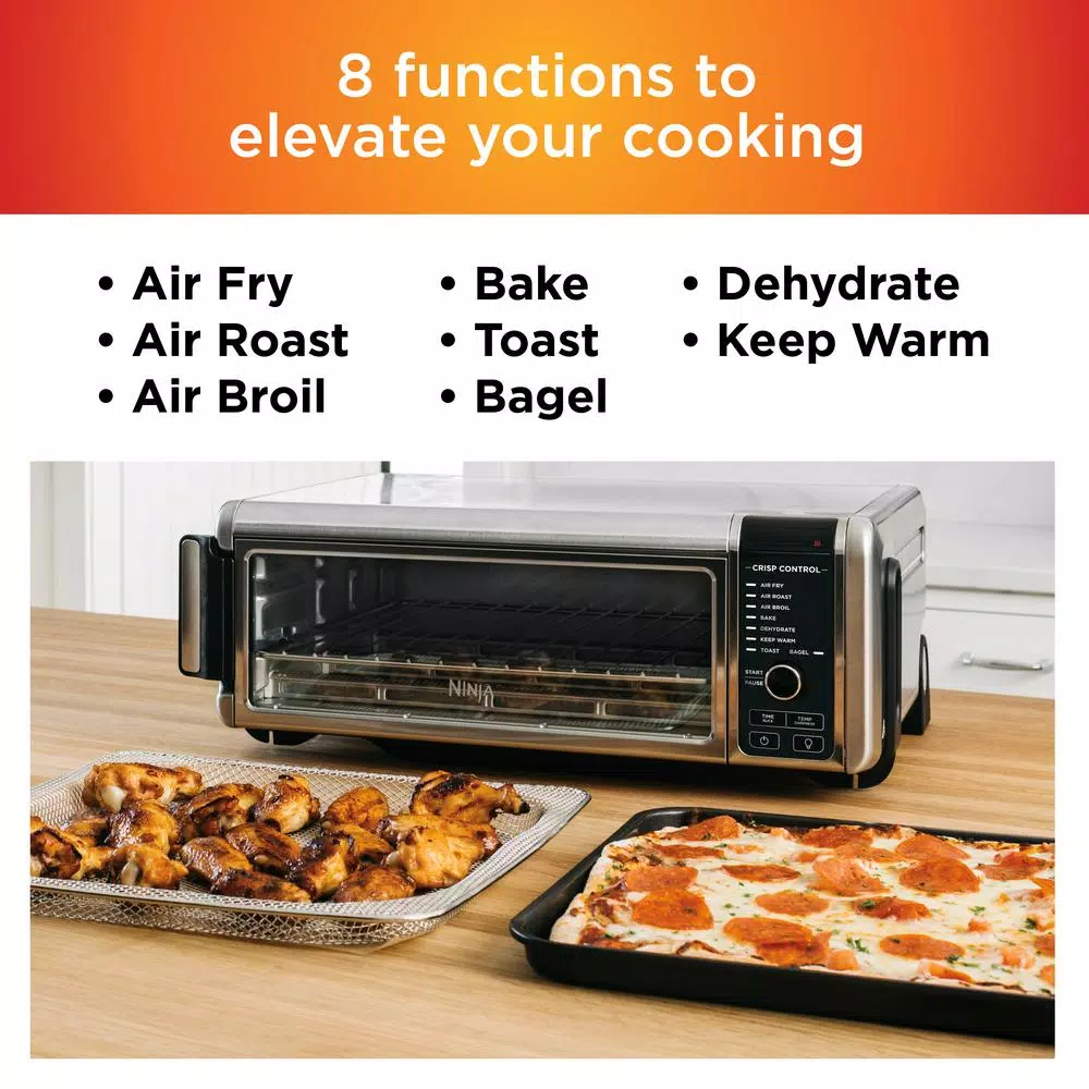 Ninja Foodi Digital Air Fry Oven, Stainless Steel Convection Toaster Oven with Flip-Away Storage