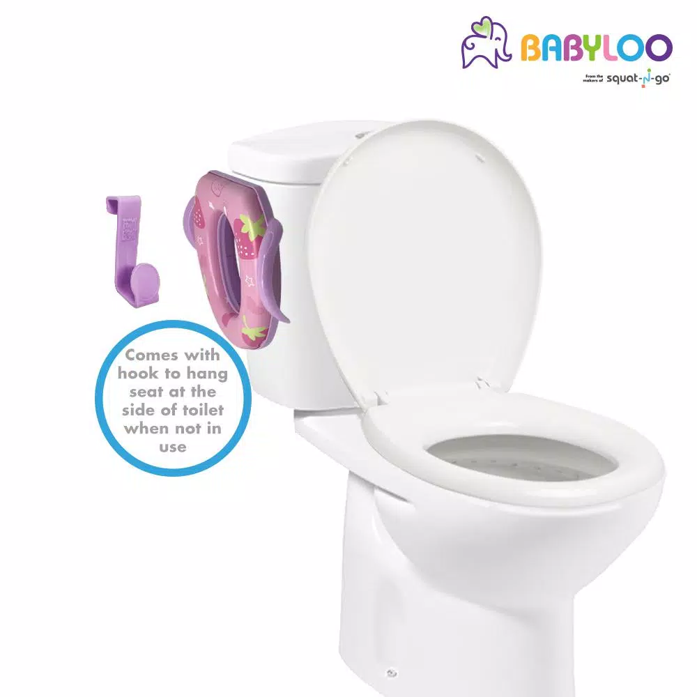 Babyloo Children's Soft Cushion Toilet Seat with Handles and Splash Guard - Pink