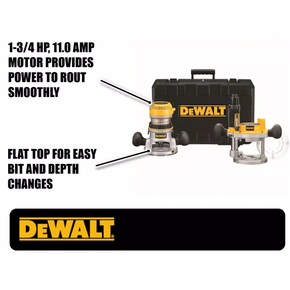 DEWALT 1-3/4 HP 11 Amp Fixed Base and Plunge Router Combo Kit