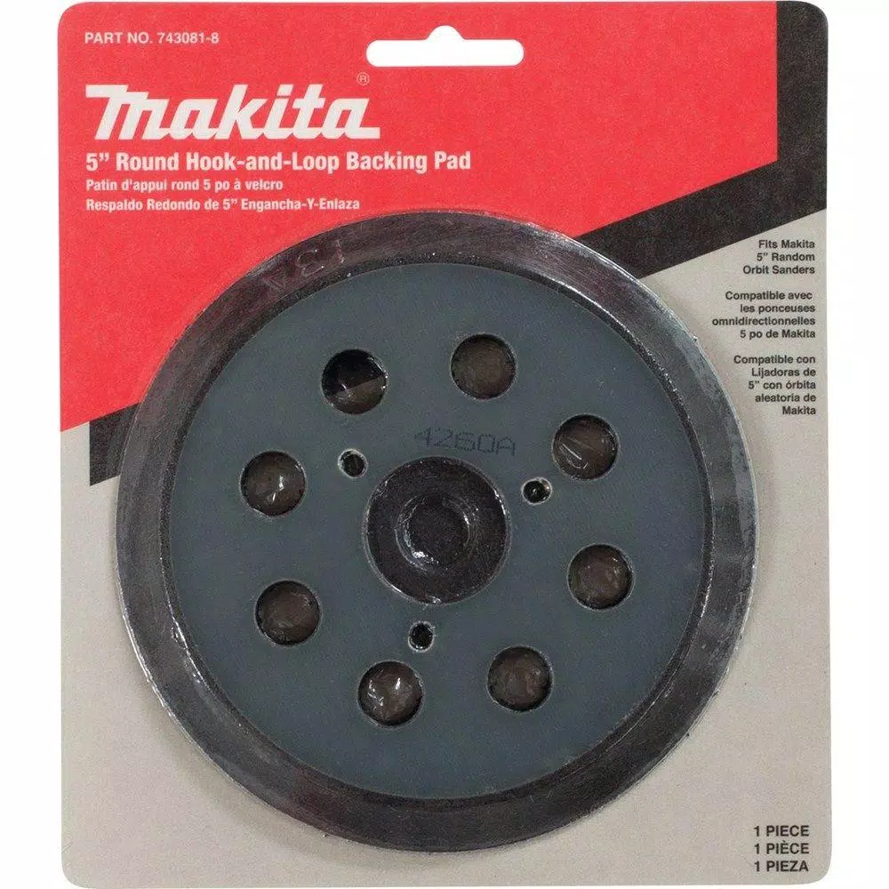 Makita 5 in. Round Hook and Loop Backing Pad with 8-Hole Dust Collection