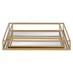 Kate and Laurel Felicia Gold Mirrored Metal Nesting Tray Set - Decorative Rectangular Trays for Home Decor thumbnail 5