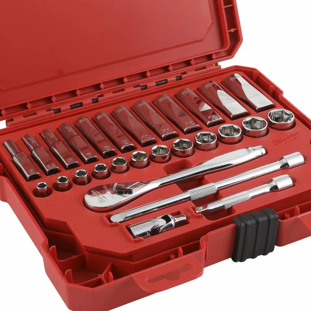 Milwaukee 54-Piece 1/4 in. and 3/8 in. Drive SAE Ratchet and Socket Mechanics Tool Set