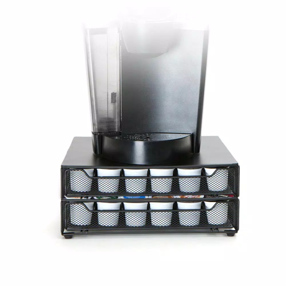 Mind Reader Jumbo 72-Capacity Metal Mesh Double Coffee Pod Storage Drawer, Black