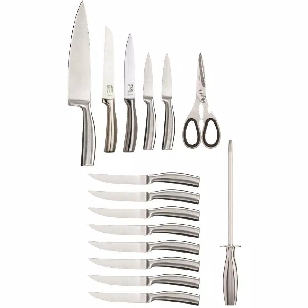 Chicago Cutlery Elston 16-Piece Stainless Steel Knife Set with Wood Block