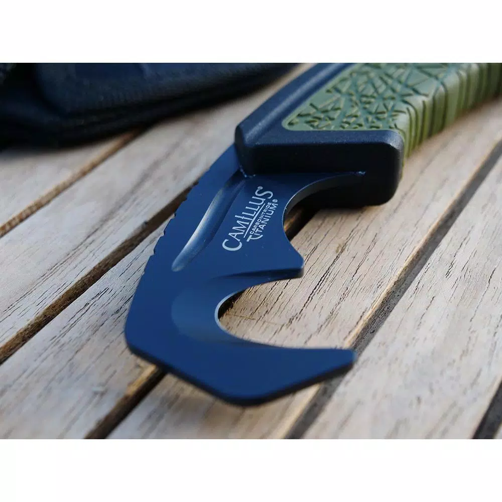 Camillus GH-6 Gut Hook Fixed Blade Knife with Carbonitride Titanium Coating and Sheath