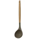 Home Basics Karina Grey Silicone Ladle with Easy Grip Beech Wood Handle, Heat Resistant & Non-Stick Safe thumbnail 3