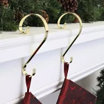 Haute Decor Brass Scroll Stocking Holders, 2-Pack - Ornate Christmas Mantel Decor thumbnail 2