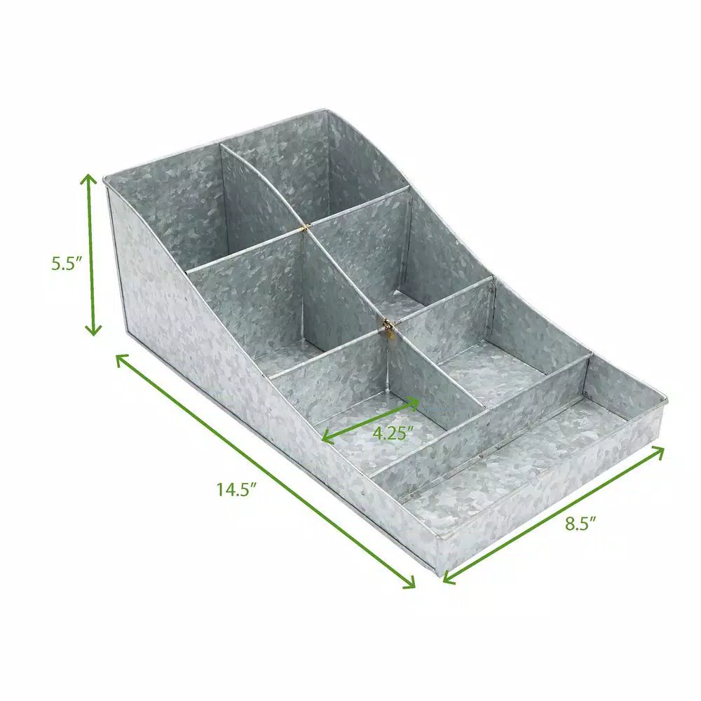 Mind Reader Silver 7-Compartment Metal Condiment and Beverage Supply Organizer Caddy