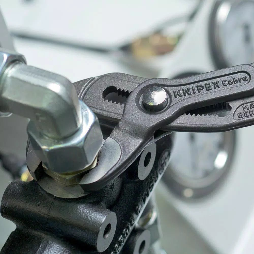 KNIPEX Cobra Series 7-1/4 in. Box Joint Pliers with Pinch Guard and Push Button Adjustment