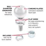 TowSmart 2 in. Chrome Hitch Ball with Wrench Flats thumbnail 4