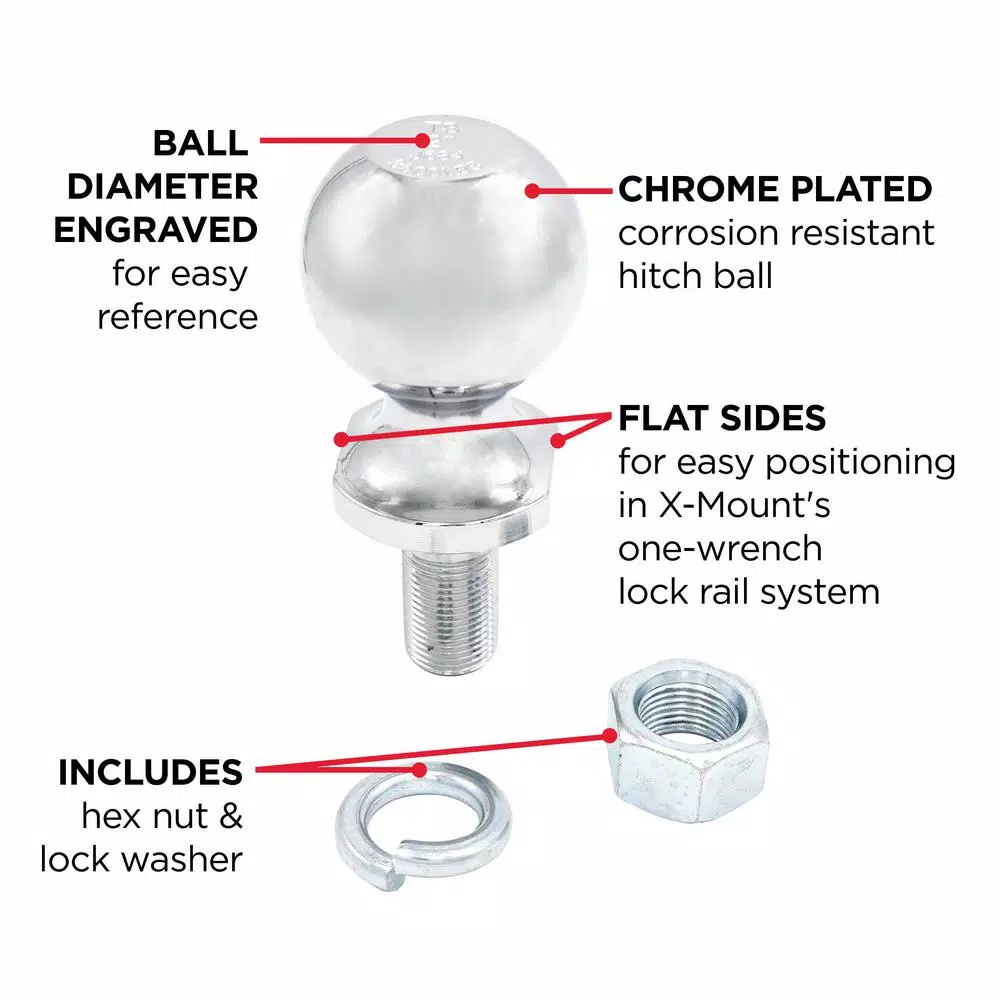TowSmart 2 in. Chrome Hitch Ball with Wrench Flats
