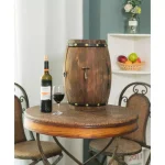 Vintiquewise Vintage Wooden Barrel Shaped Wine Rack - Rustic 7-Bottle Storage Display thumbnail 6