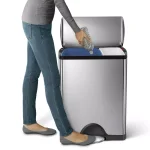 simplehuman 46L Fingerprint-Proof Brushed Stainless Steel Rectangular Recycling Step-On Trash Can thumbnail 4
