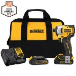 DEWALT 20V MAX ATOMIC 1/4 in. Compact Brushless Cordless Impact Driver Kit with (2) 1.3 Ah Batteries, Charger & Bag thumbnail 1