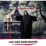 Haunted Hill Farm 5 ft. Animatronic Grim Reaper Halloween Prop thumbnail 4