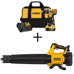 DEWALT 20V MAX XR Brushless 1/2 in. Drill/Driver and Cordless Blower Combo Kit with 5.0Ah Battery thumbnail 1