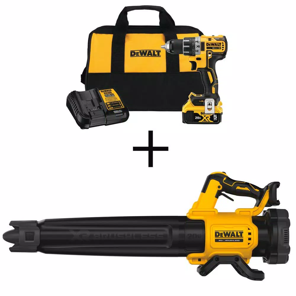 DEWALT 20V MAX XR Brushless 1/2 in. Drill/Driver and Cordless Blower Combo Kit with 5.0Ah Battery