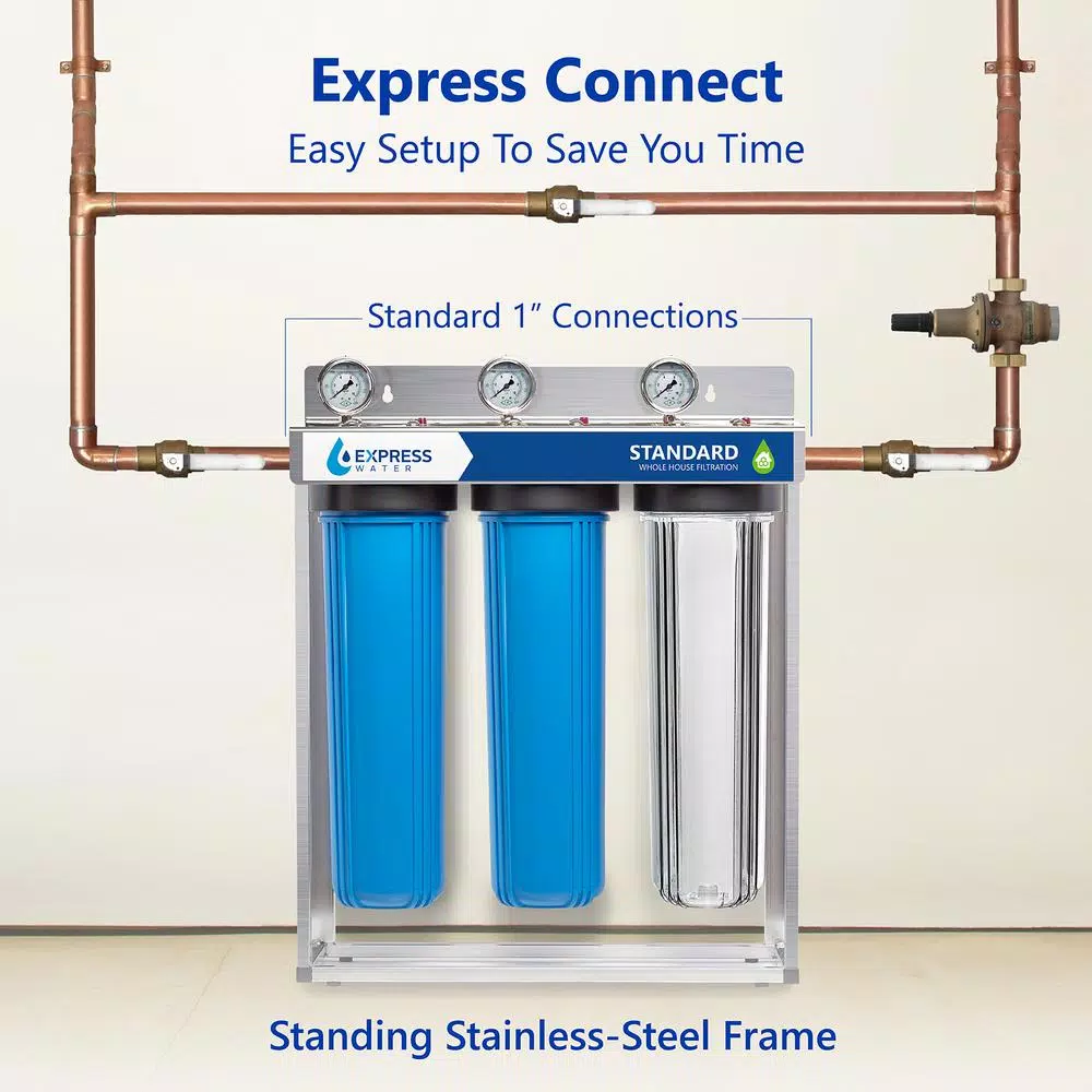 Express Water 3-Stage Whole House Water Filtration System - SED, Carbon, & Coconut Shell Carbon
