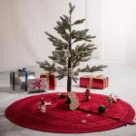 Glitzhome 52 in. Red Knitted Acrylic Christmas Tree Skirt thumbnail 8