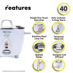 AROMA Simply Stainless 14-Cup Rice Cooker, White thumbnail 4