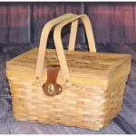 Vintiquewise Piccadilly Willow Picnic Basket with Red and White Gingham Lining and Folding Handles thumbnail 7
