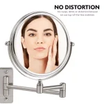 Ovente Wall Mounted Dual-Sided Makeup Mirror, 1x/10x Magnification, Brushed Nickel thumbnail 4