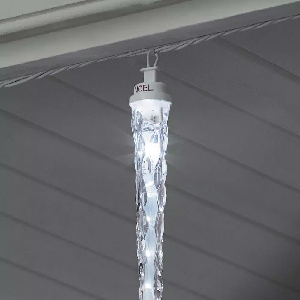 LightShow 48-Light White Shooting Star Icicle LED String Light, 7 ft Outdoor Holiday Decor
