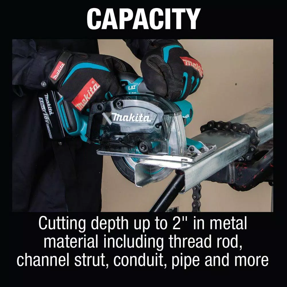 Makita 18V LXT Cordless 5-3/8 in. Metal Cutting Saw Kit with 2 5.0 Ah Batteries and Rapid Optimum Charger