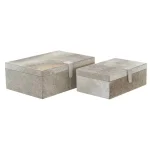 LITTON LANE Natural Reflections Gray Leather Hide Decorative Box Set of 2 thumbnail 2