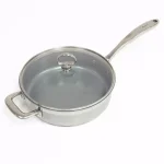 Chantal Induction 21 Steel 10 in. Stainless Steel Ceramic Nonstick Skillet with Glass Lid, Brushed Stainless Steel thumbnail 1