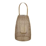 LITTON LANE Large Round Bronze Mesh Metal Lantern Candle Holder with Suspended Glass Hurricane thumbnail 2