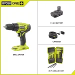 RYOBI 18V ONE+ 1/2 in. Cordless Drill/Driver Kit with 1.5 Ah Battery, Charger, and 21-Piece Black Oxide Bit Set thumbnail 2