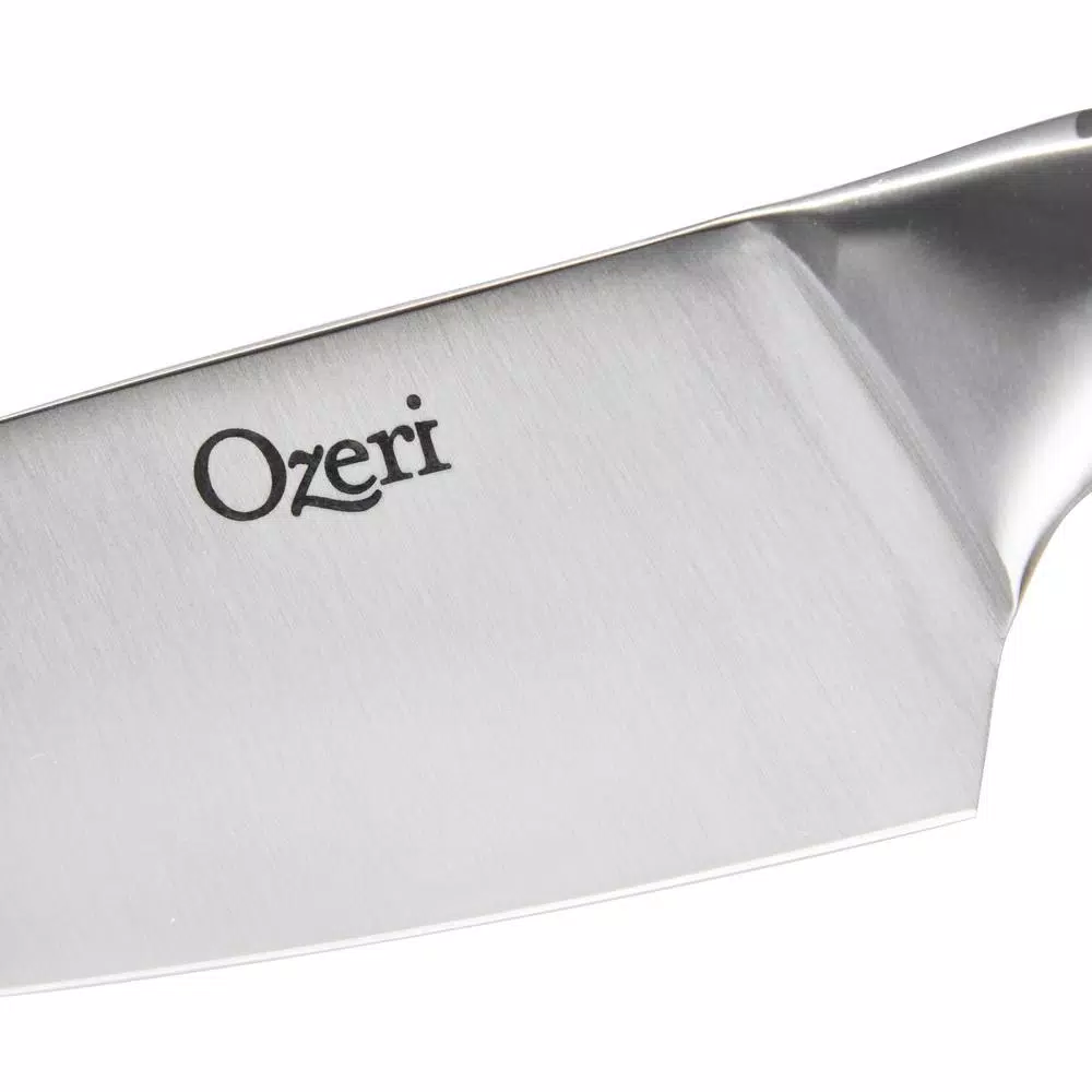 Ozeri 6-Piece Japanese Stainless Steel Knife Set with Rotating Acacia Wood Block and Tablet Holder