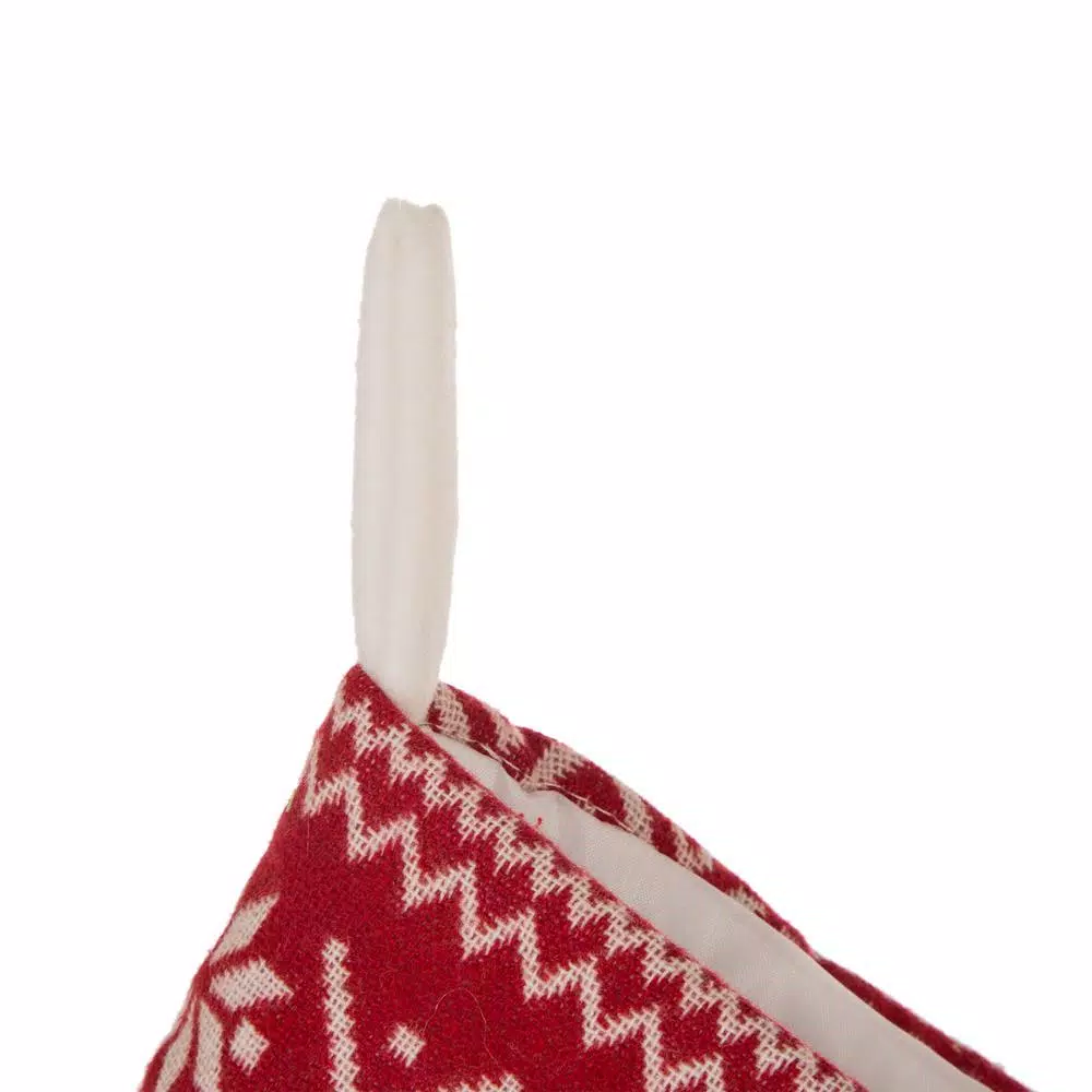 Glitzhome 21 in. White Fleece Polyester Christmas Stocking Decor (2-Pack)