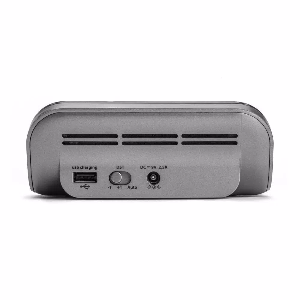 iHome Sleek Digital Alarm Clock with Qi Wireless Charging and USB Port, Designer Fabric Finish