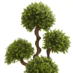 Nearly Natural 55 in. Four Ball Boxwood Artificial Topiary Tree in Tall White Planter thumbnail 2