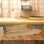 Stonebriar Collection Stonebriar Rustic Mango Wood Square Serving Tray with Handles thumbnail 4