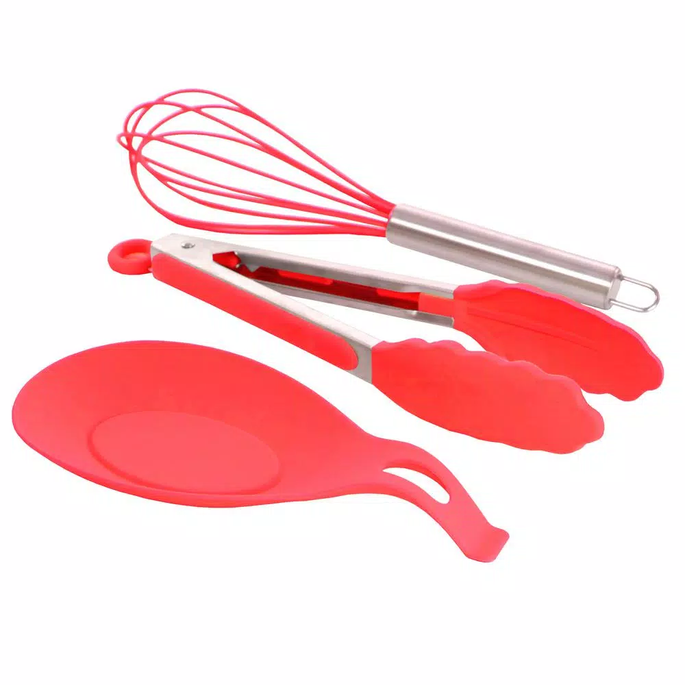 MegaChef 12-Piece Red Silicone Kitchen Utensil Set