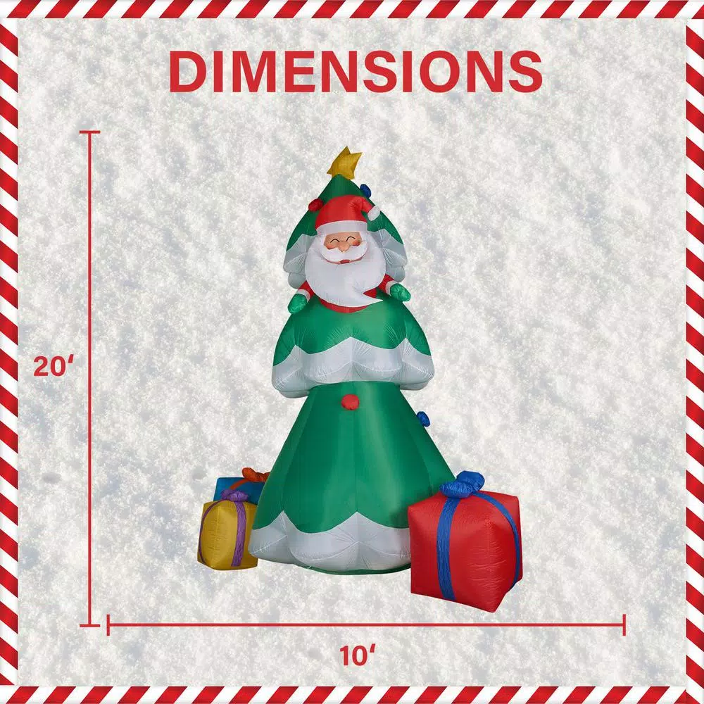 Fraser Hill Farm 20 ft. Christmas Tree Inflatable with Santa and Gifts, Pre-lit Outdoor Holiday Decoration