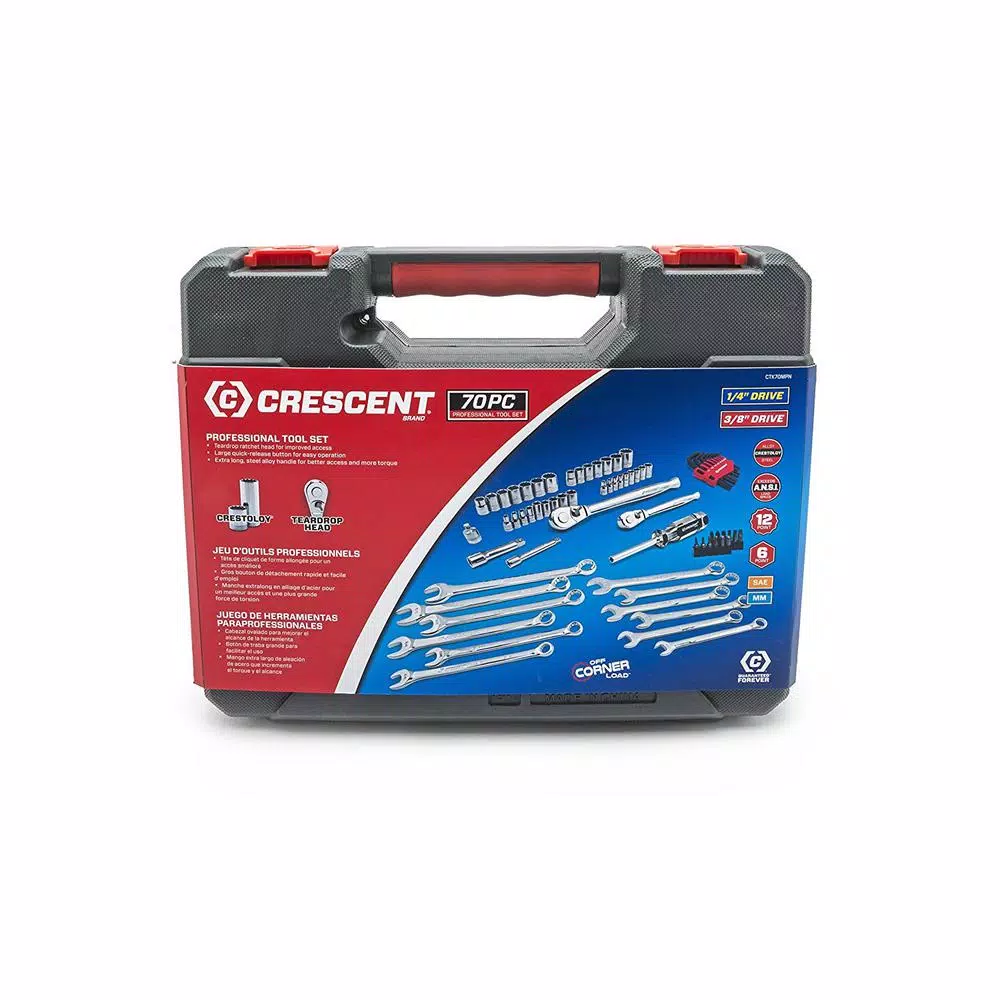 Crescent 70-Piece Mechanics Socket and Tool Set with Chrome Alloy Steel Ratchets and Wrenches