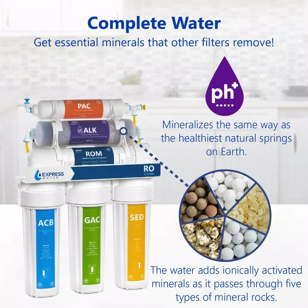 Express Water 10-Stage Reverse Osmosis Alkaline Water Filtration System with Faucet and 4 Gallon Tank