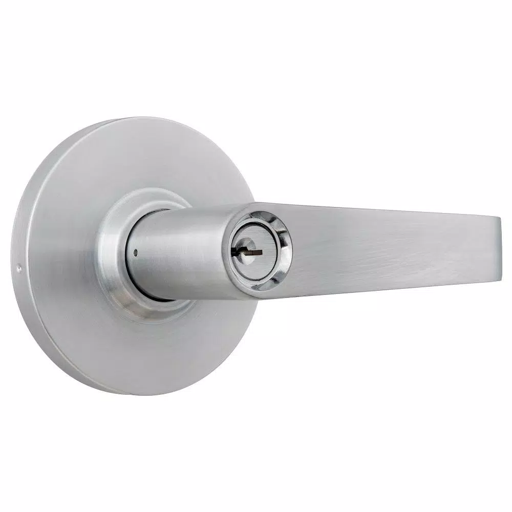 Universal Hardware Heavy Duty Classroom Keyed Entry Door Lever, Satin Chrome, 2-3/4 in. Backset