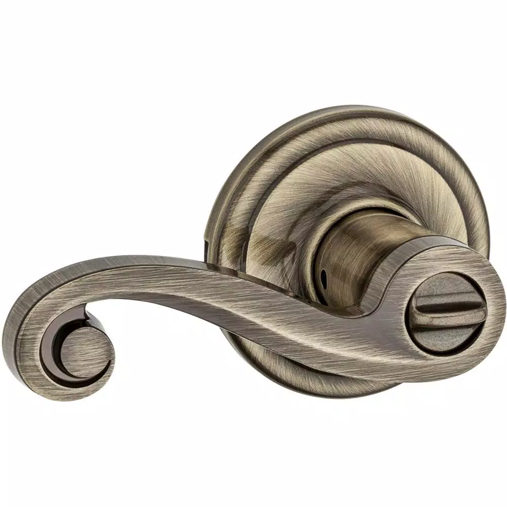 Kwikset Lido Antique Brass Keyed Entry Door Lever with SmartKey Security