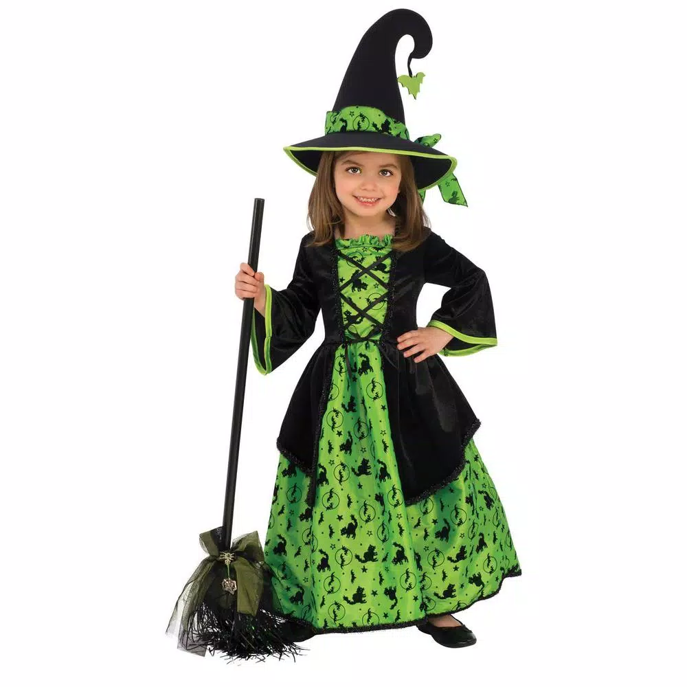 Unbranded Girls Green Witch Halloween Costume with Dress and Pointy Hat - Medium