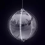 Alpine Corporation 13 in. Large Silver Hanging Christmas Ball Ornament with 240 LED Lights thumbnail 8