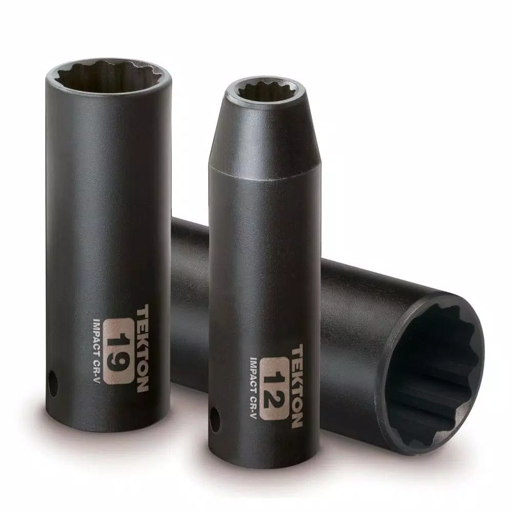 TEKTON 1/2 in. Drive 11-32 mm 12-Point Deep Metric Impact Socket Set, 14-Piece