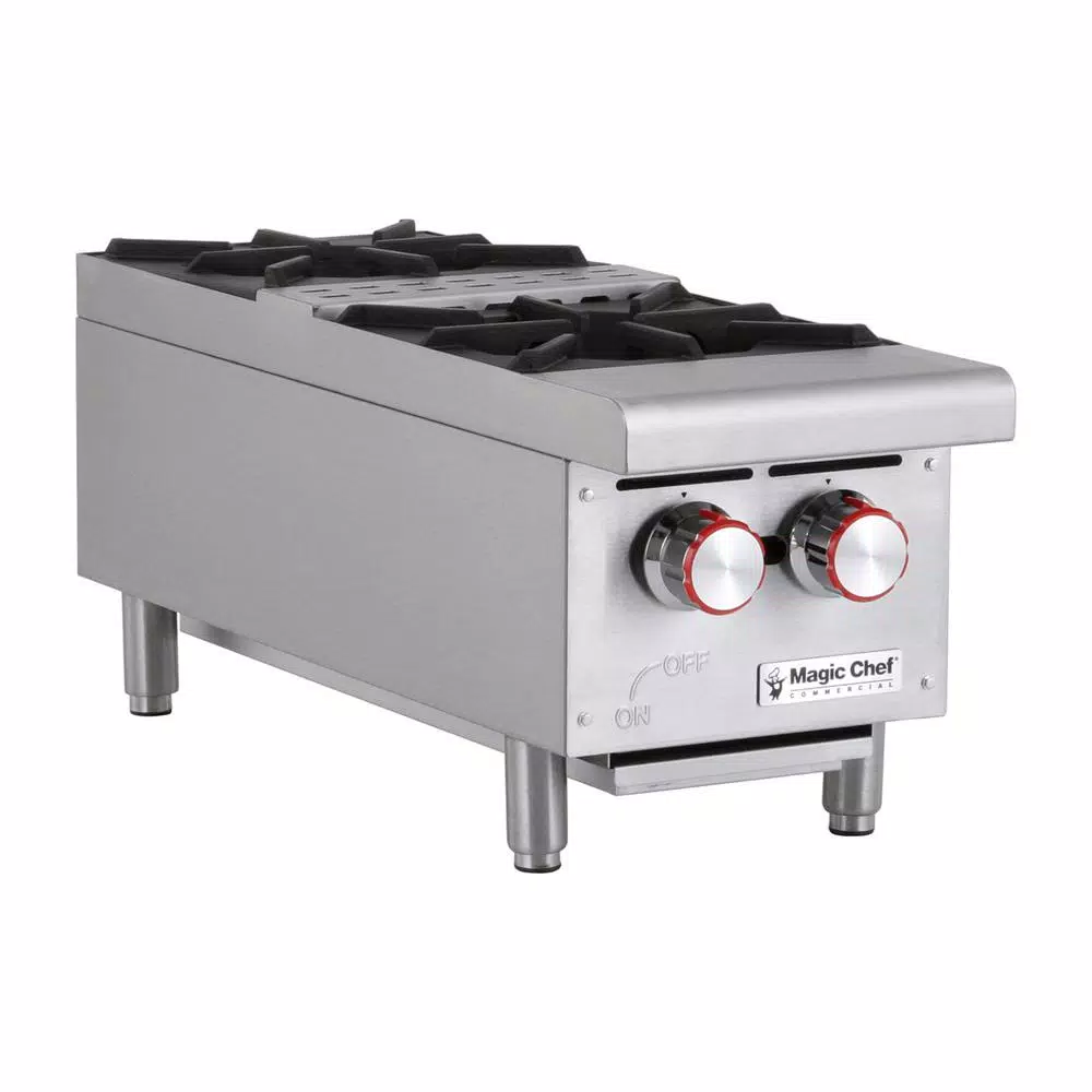 Unbranded Magic Chef Commercial 12 in. 2-Burner Gas Countertop Hot Plate Range, 50,000 BTUs